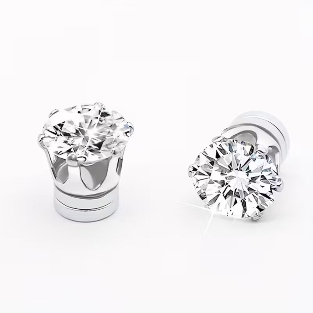5 Pairs/ set of Sparkling Clip on Earrings Made of Stainless Steel and Zirconia - Picture 4 of 4